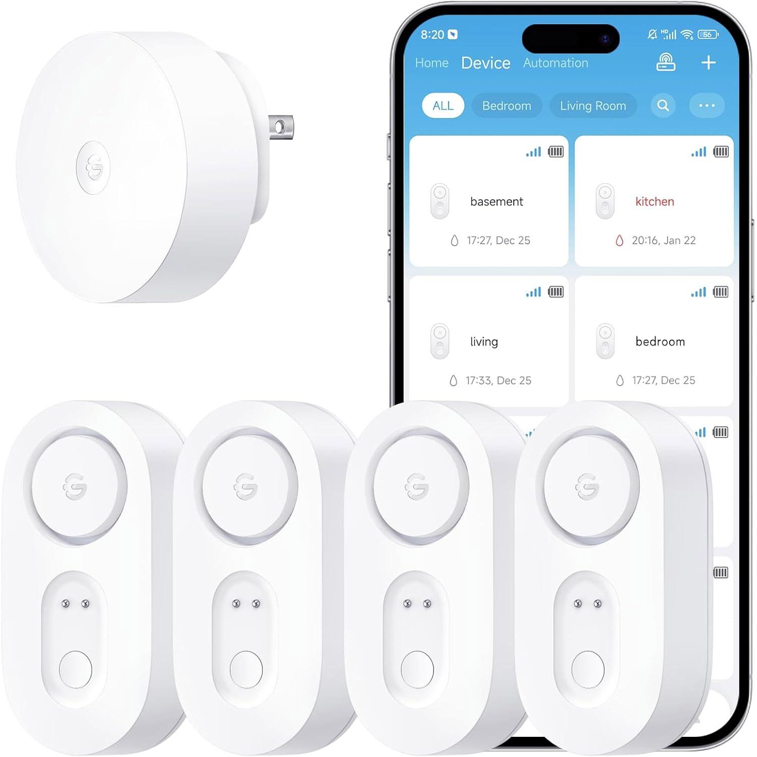 GoveeLife Upgraded Smart Water Leak Detector 4 Pack for $39.18 Shipped