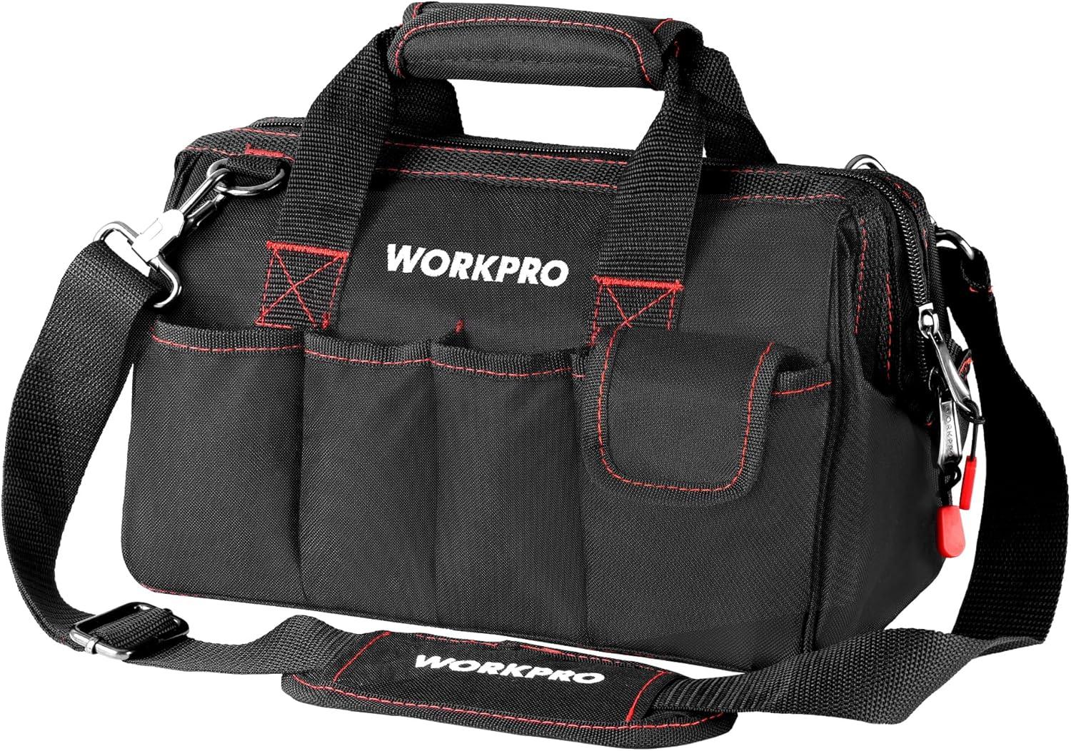 Workpro 12-inch Close Top Wide Mouth Storage Tool Bag for $8.95