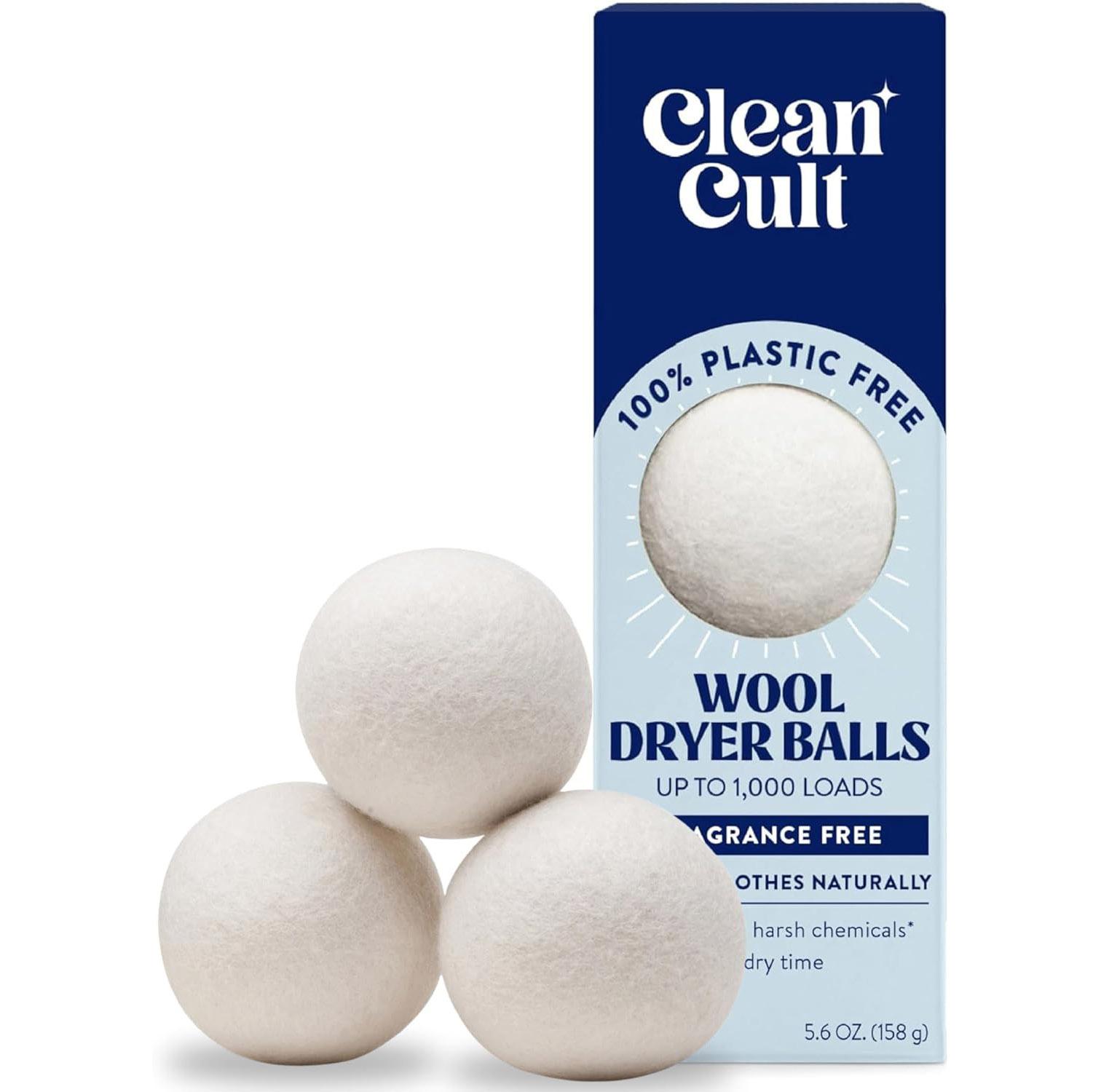 Cleancult Wool Dryer Balls 3 Pack for $6.48