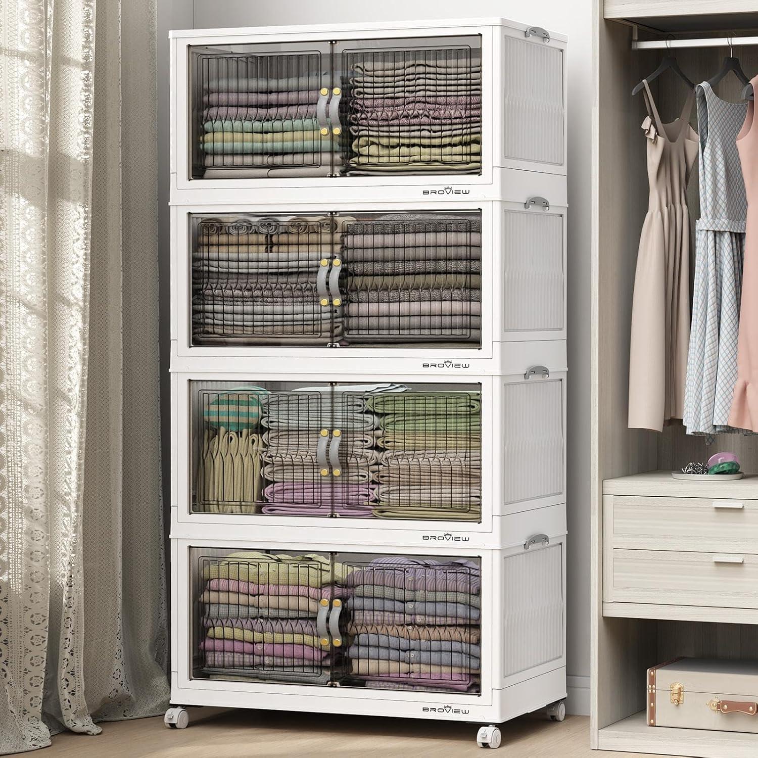 Stackable Storage Bins with Lid Closet Organizer for $79.79 Shipped