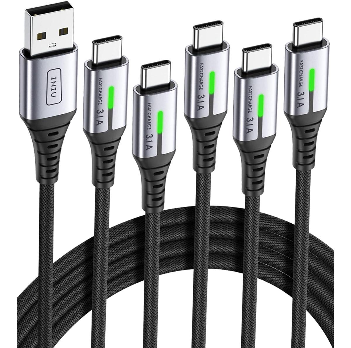 Iniu USB to USB-C Cables 5 Pack for $7.59