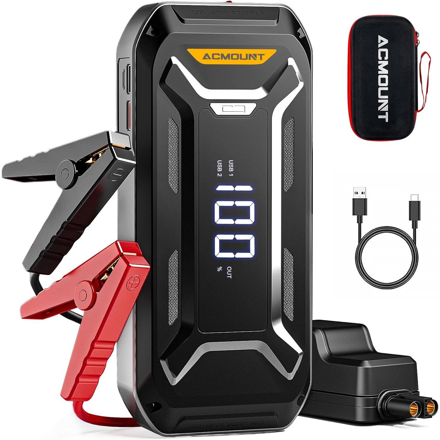 ACMount Car Battery Jump Starter 6000A Portable for $32 Shipped