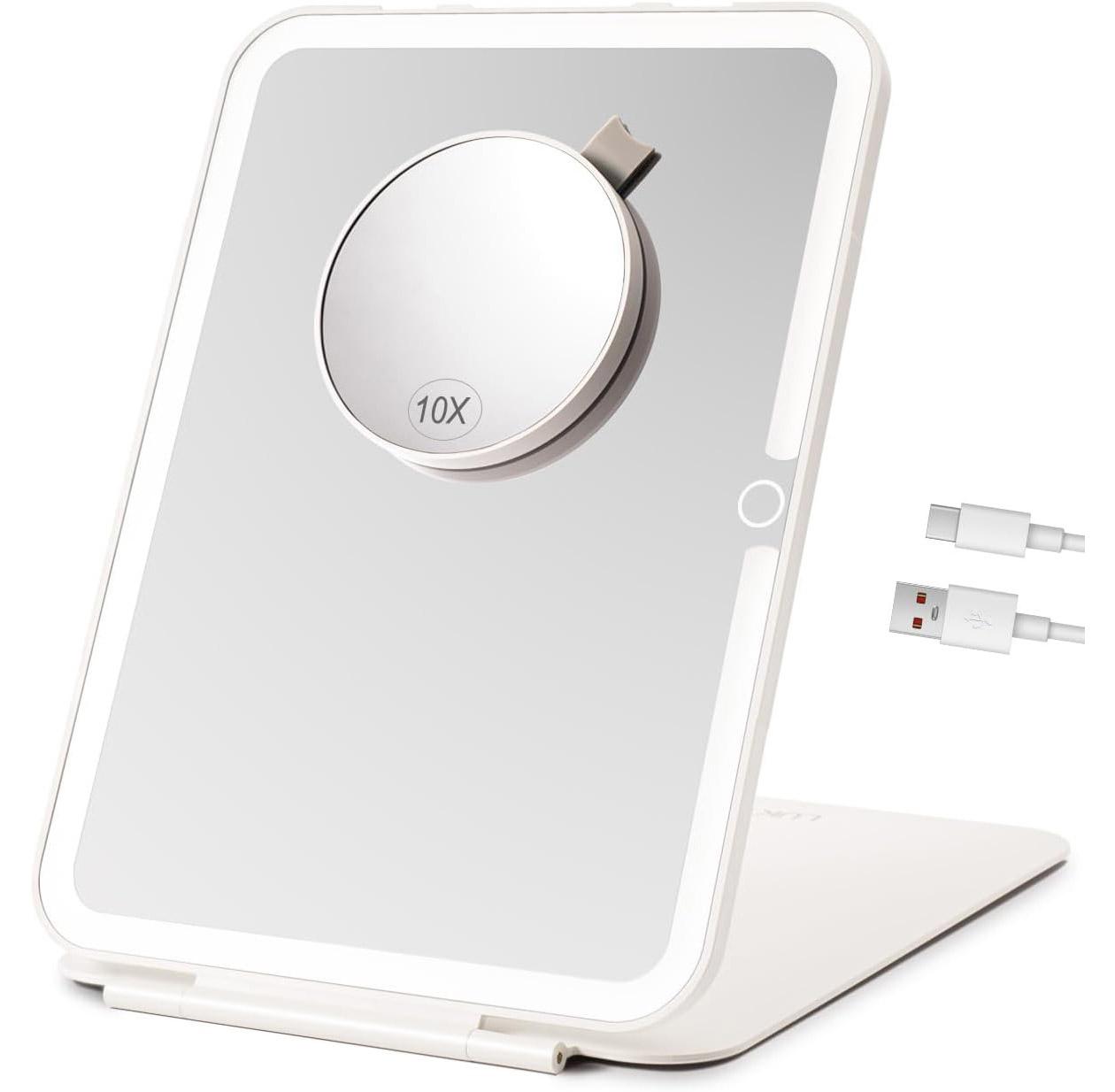 Lighted Travel Mirror with 10x Magnifying for $9.99