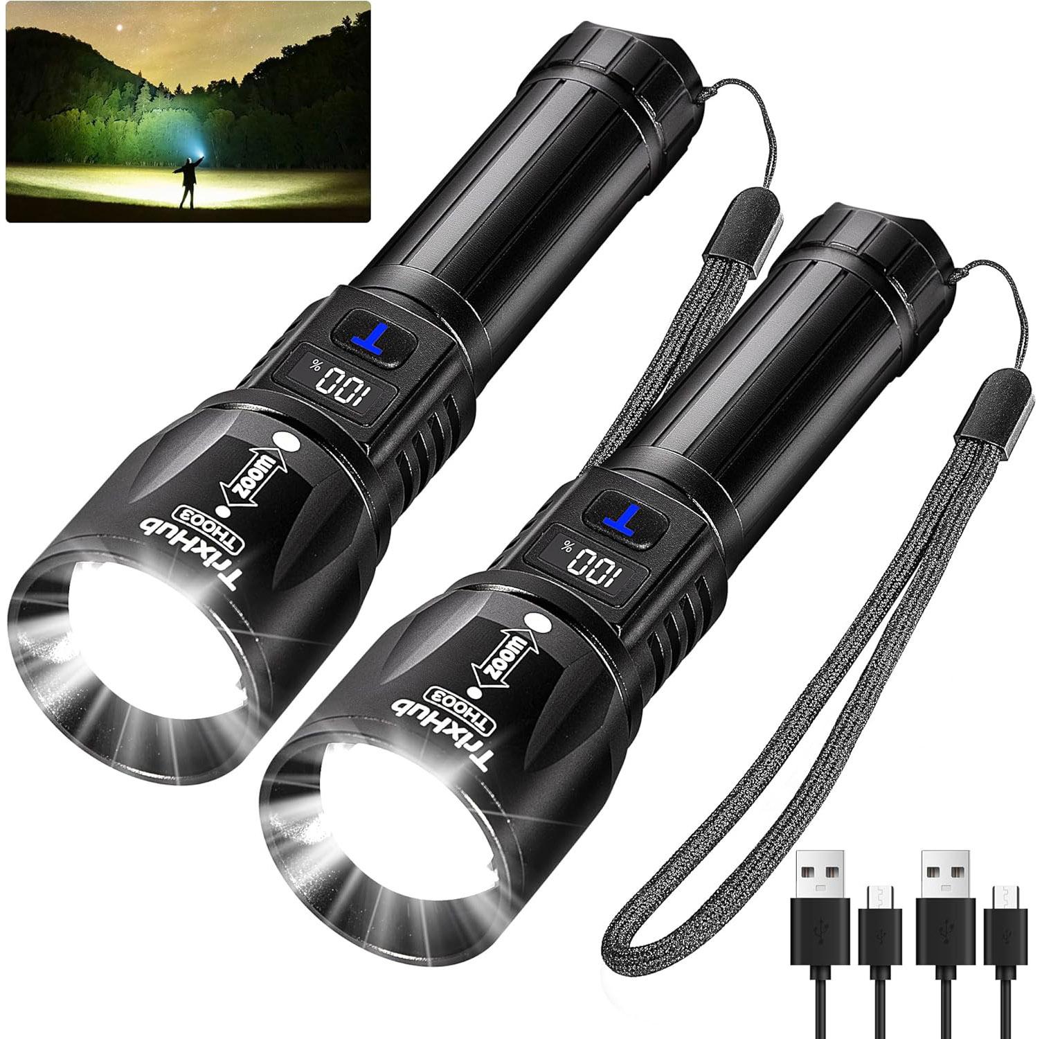 TrixHub Rechargeable 9000LM Flashlights 2 Pack for $12.99