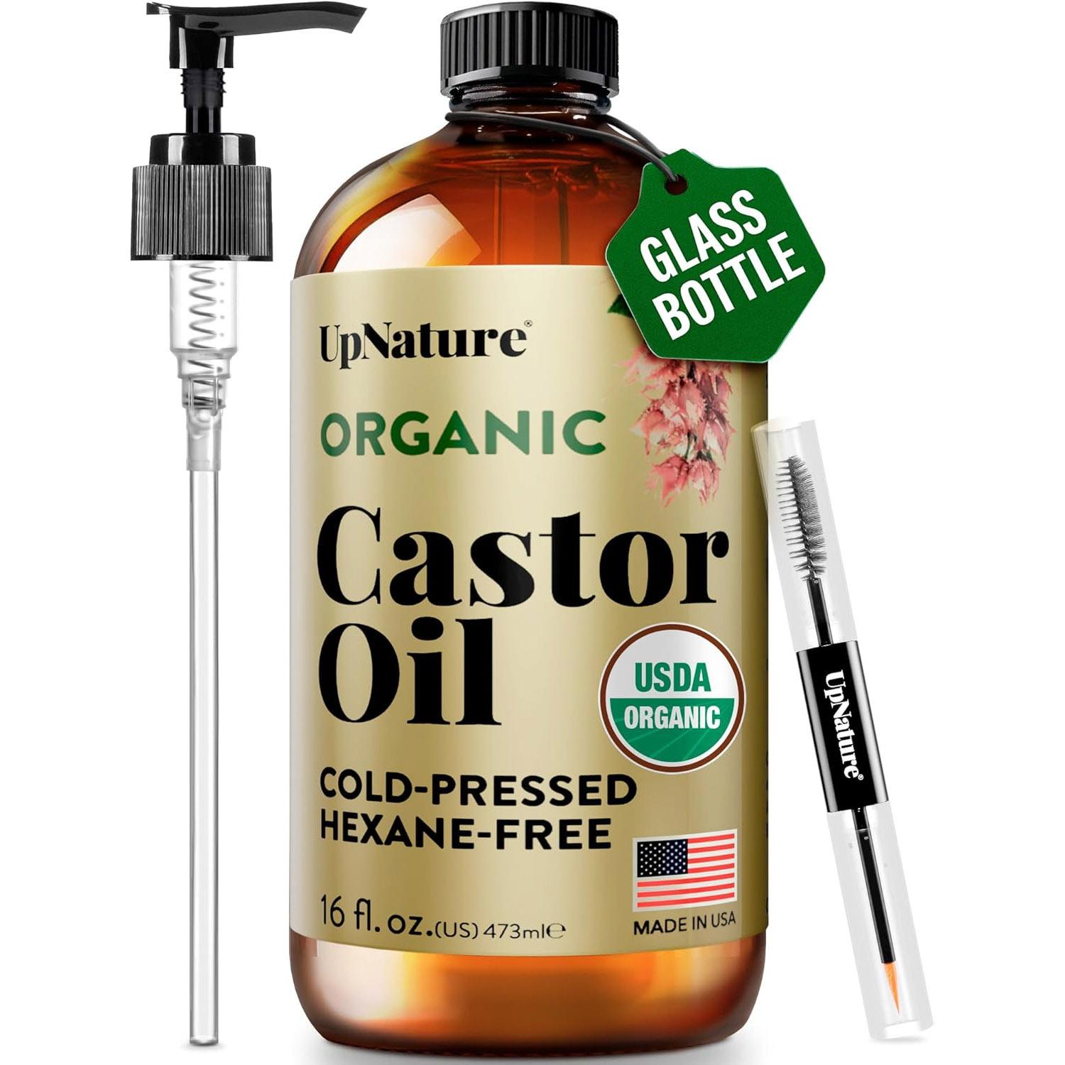 UpNature Organic Castor Oil in Glass Bottle for $9.48