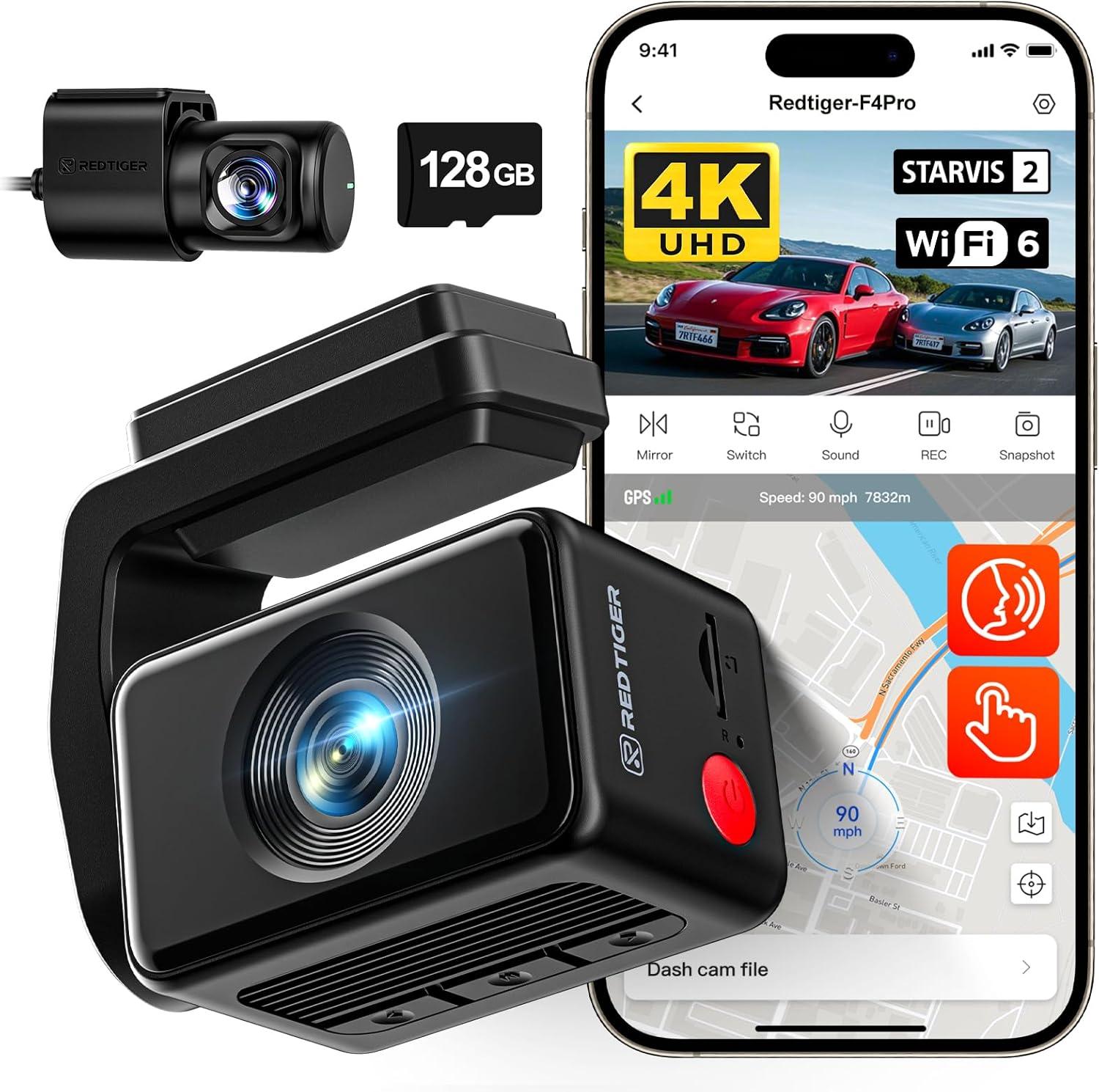 Redtiger F4 Pro 4K Front and Rear Dash Cam for $102.59 Shipped
