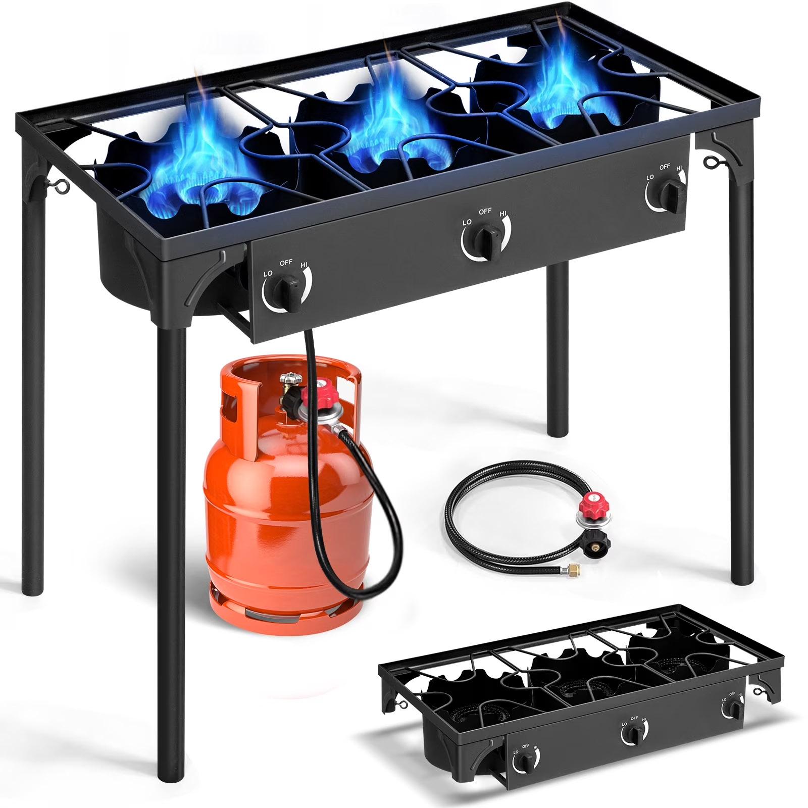 Ktaxon 3 Burner Gas Propane Cooker Outdoor Camping Stand BBQ Grill for $89 Shipped