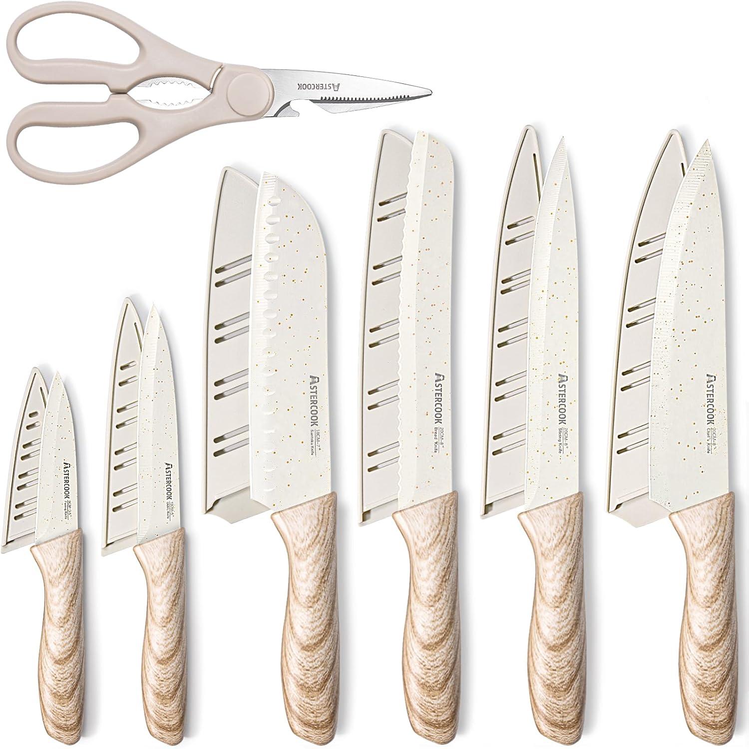 Astercook Ceramic Coated Stainless Steel Knife Set for $13.66