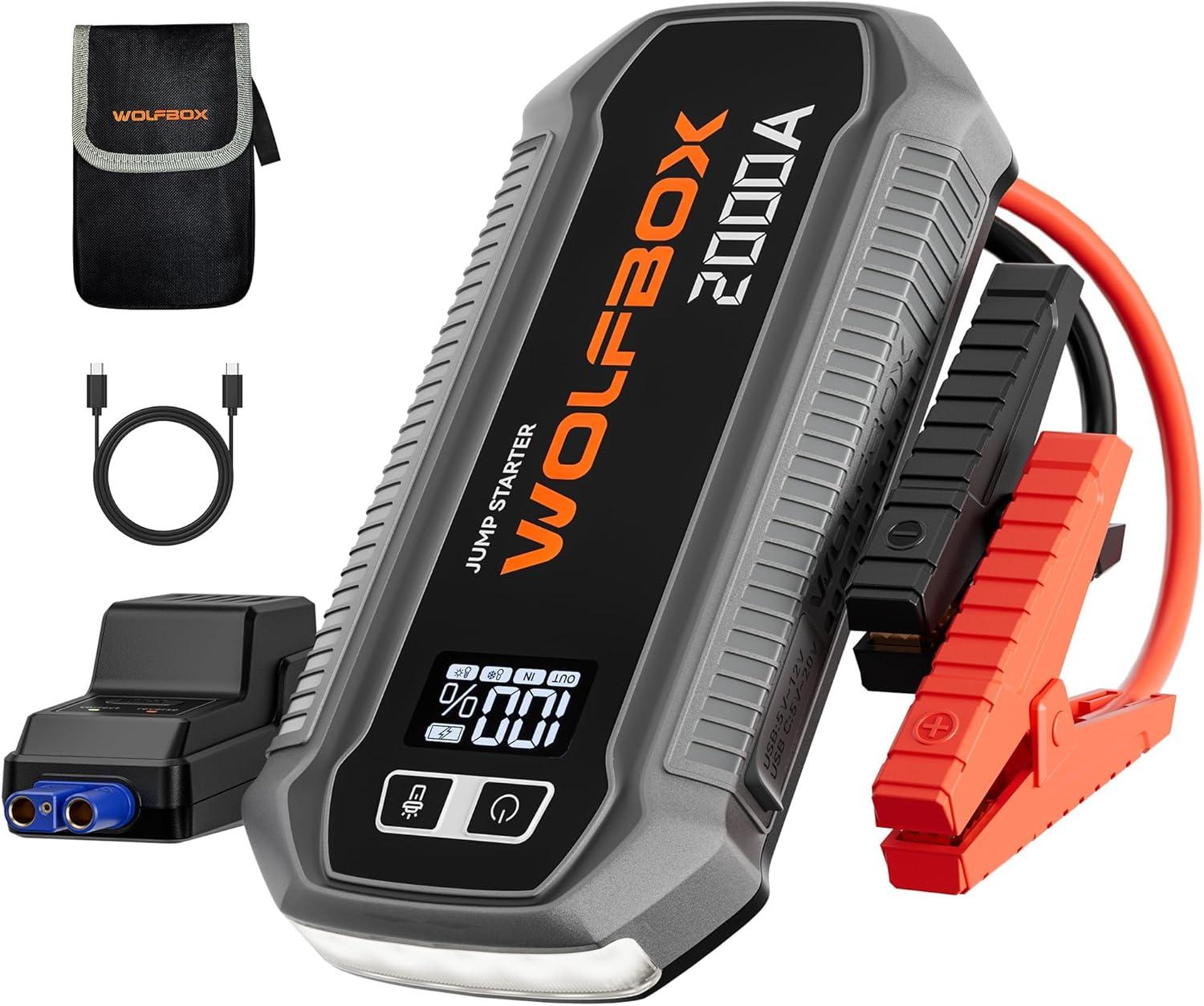 Wolfbox 2000A 12v Car Battery Jump Starter for $26 Shipped