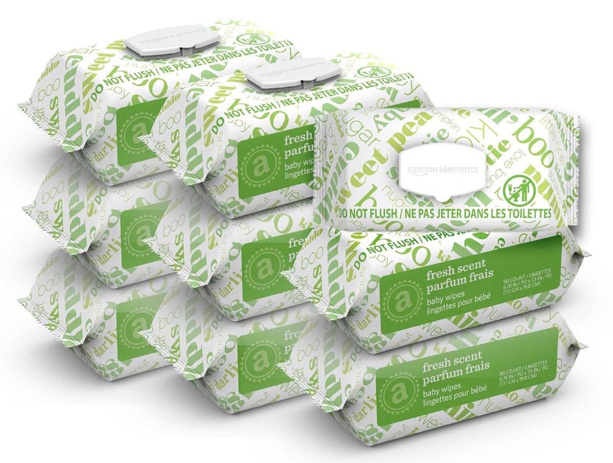 Amazon Elements Baby Wipes 90 Pack for $14.34