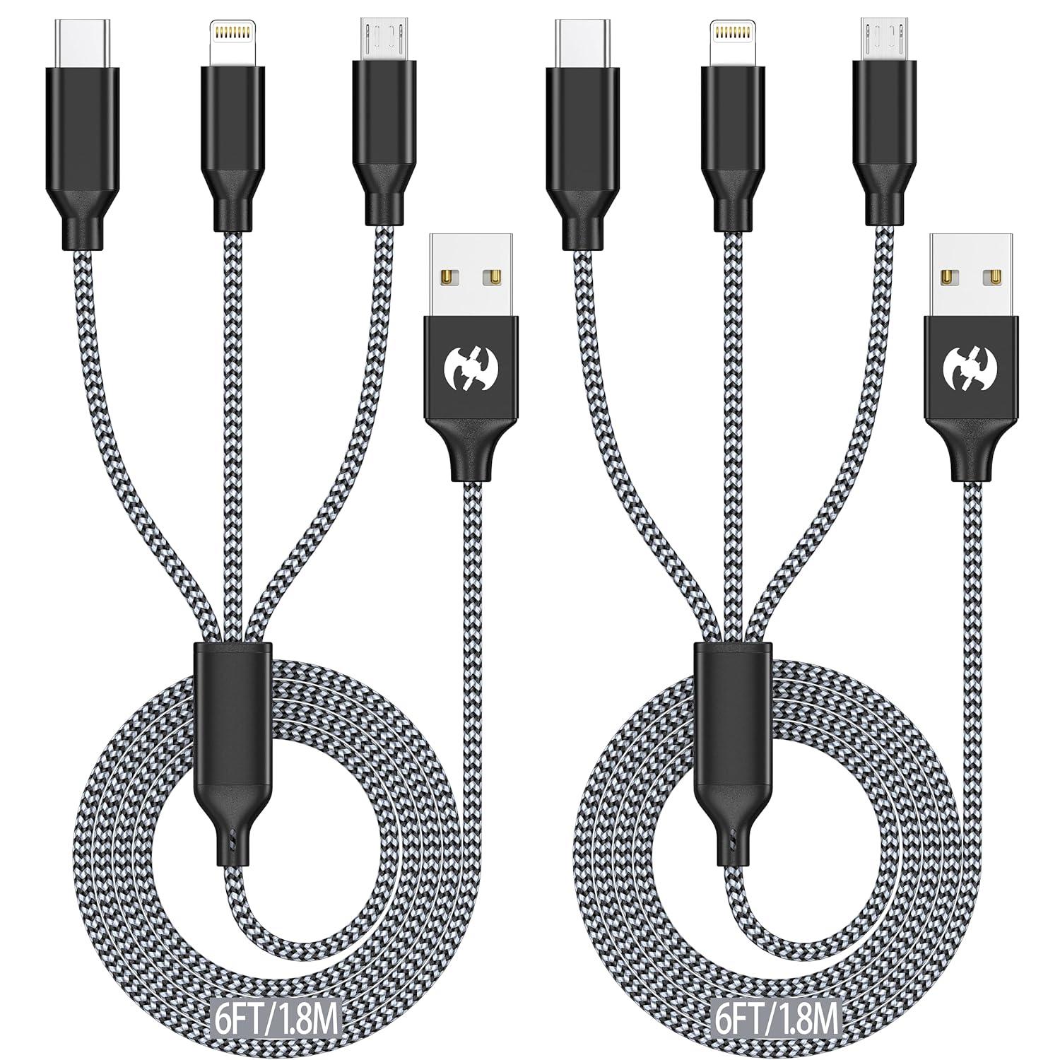 3-in-1 USB Charging Cable 2 Pack for $5.39