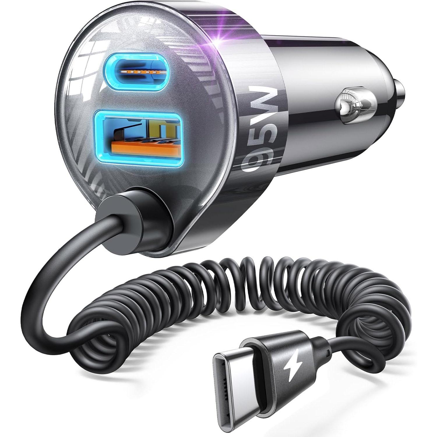Lisen 95W iPhone 17 16 Air Car USB-C and USB Charger for $7.99