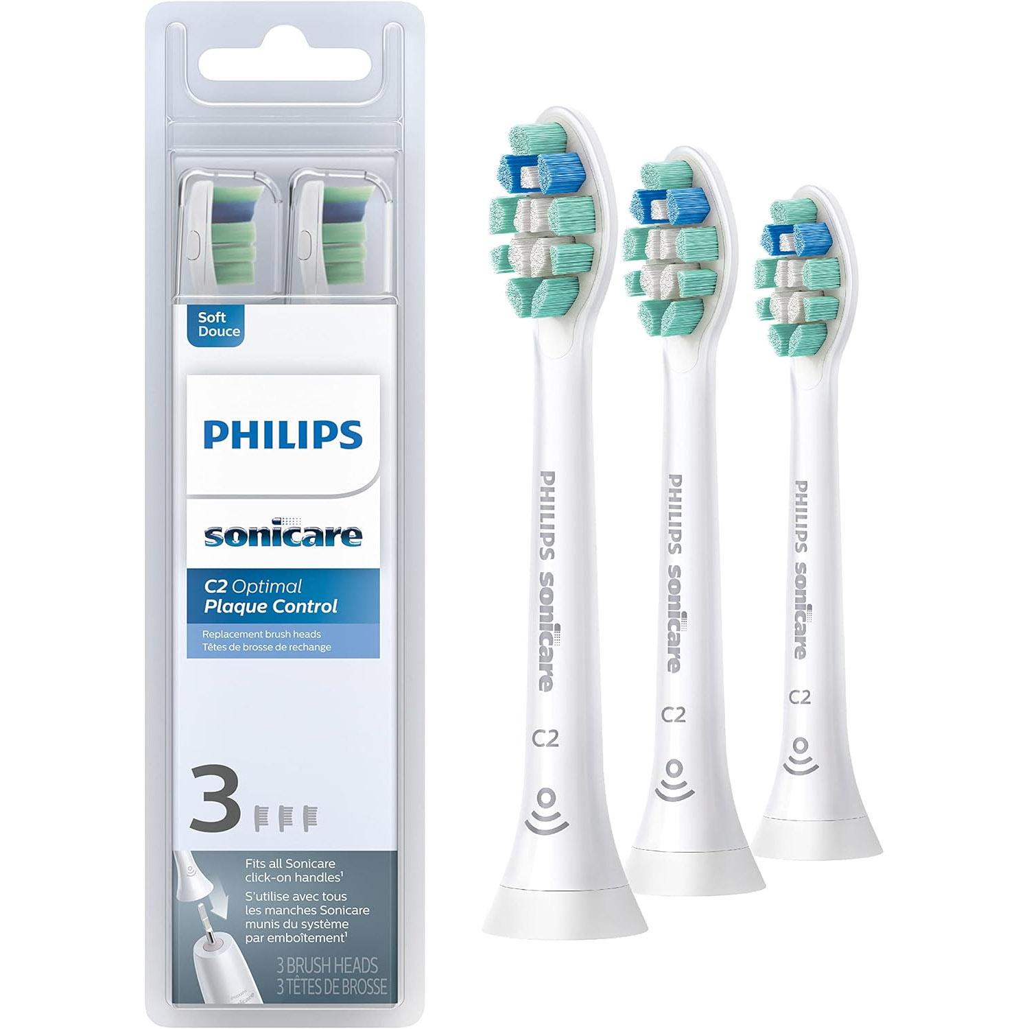 Philips Sonicare C2 Plaque Control Replacement Toothbrush 3 Pack for $16.83