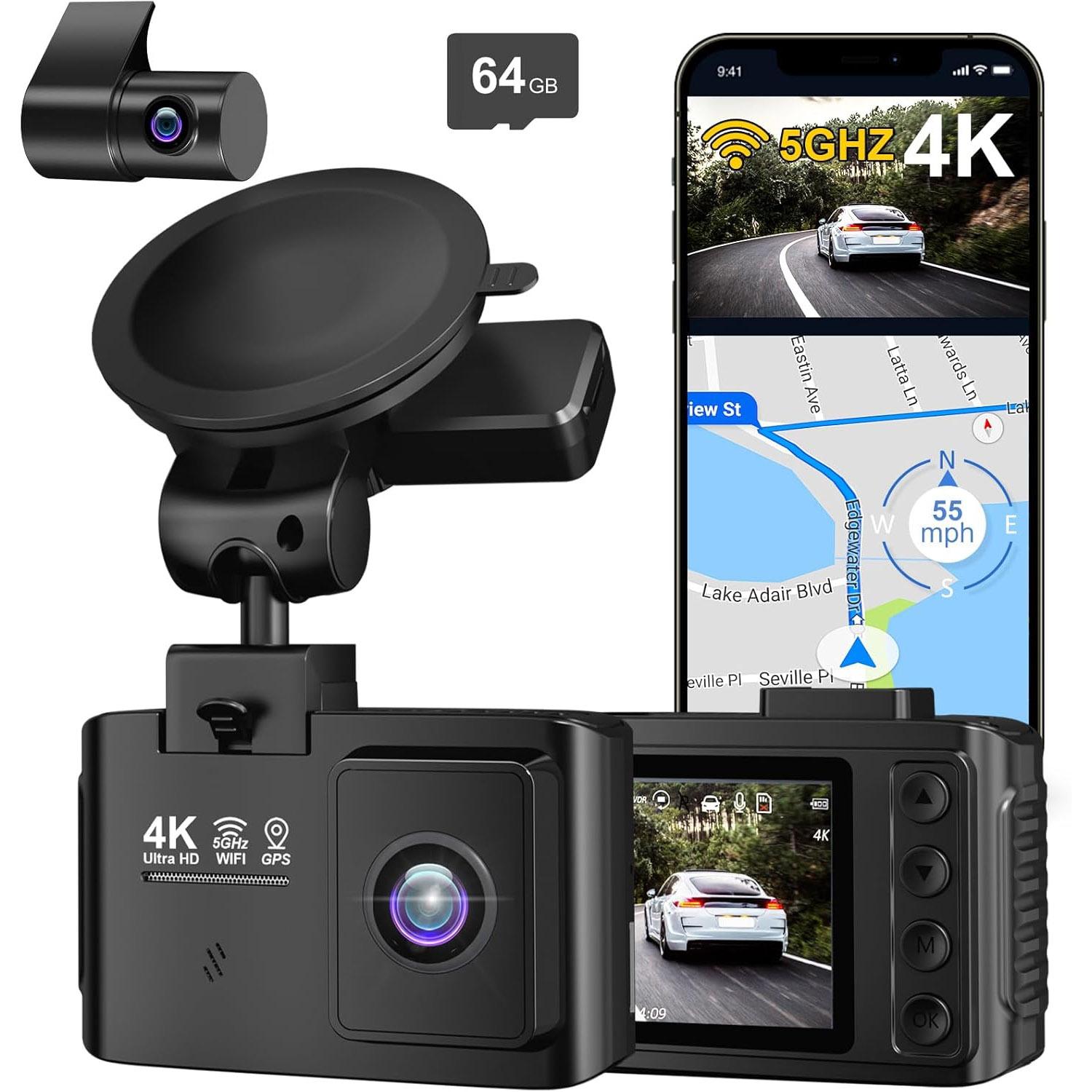 Wanlipo Car Front and Rear 4K Dual Channel Dash Cam for $39.99 Shipped