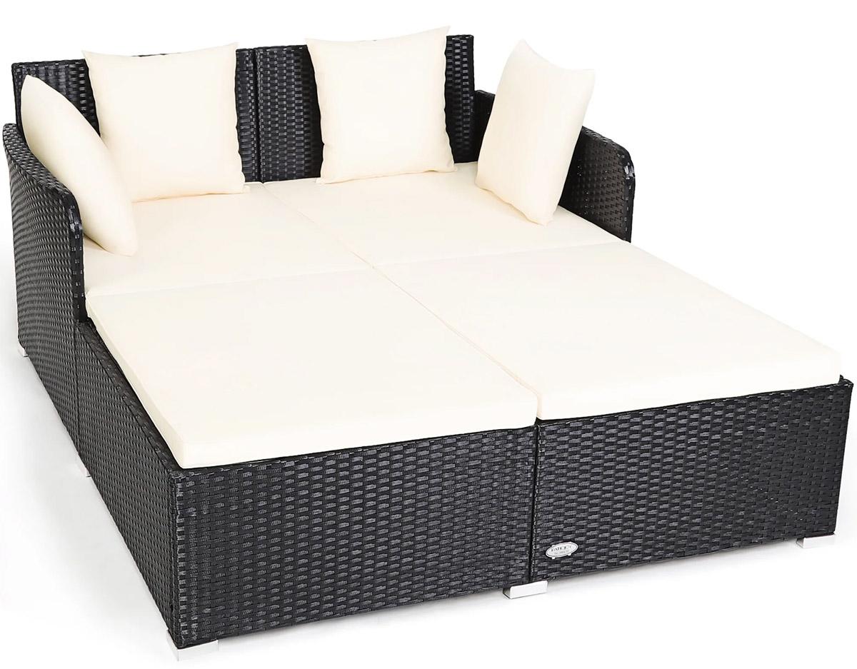 Costway Outdoor Patio Rattan Daybed Pillows Cushioned Sofa for $149.99 Shipped