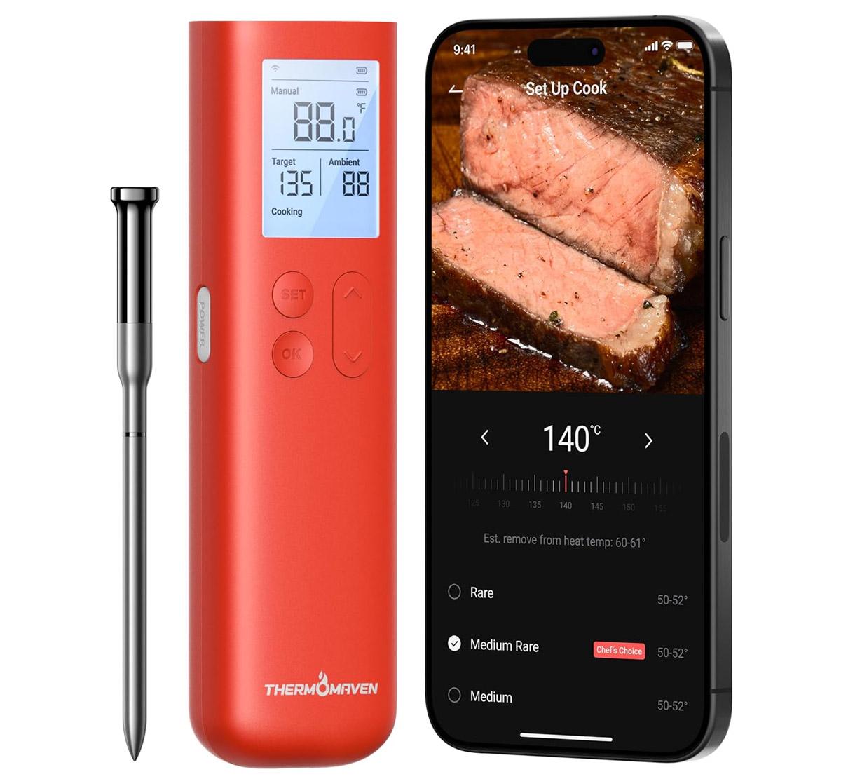 ThermoMaven Smart Bluetooth Wireless Meat Thermometer for $29.99 Shipped