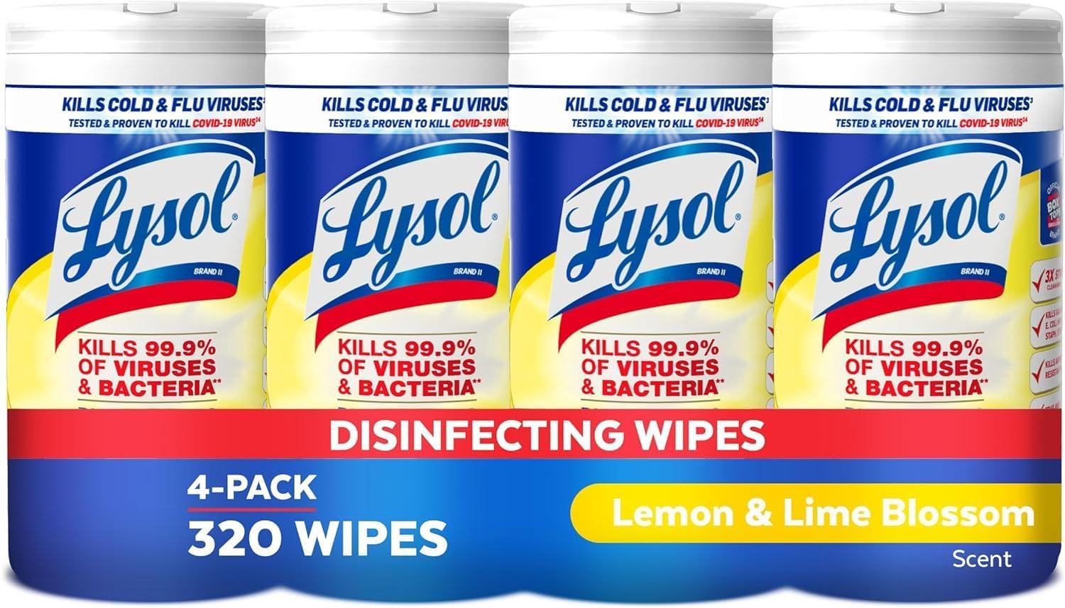 Lysol Disinfectant Wipes 4 Pack for $9.72