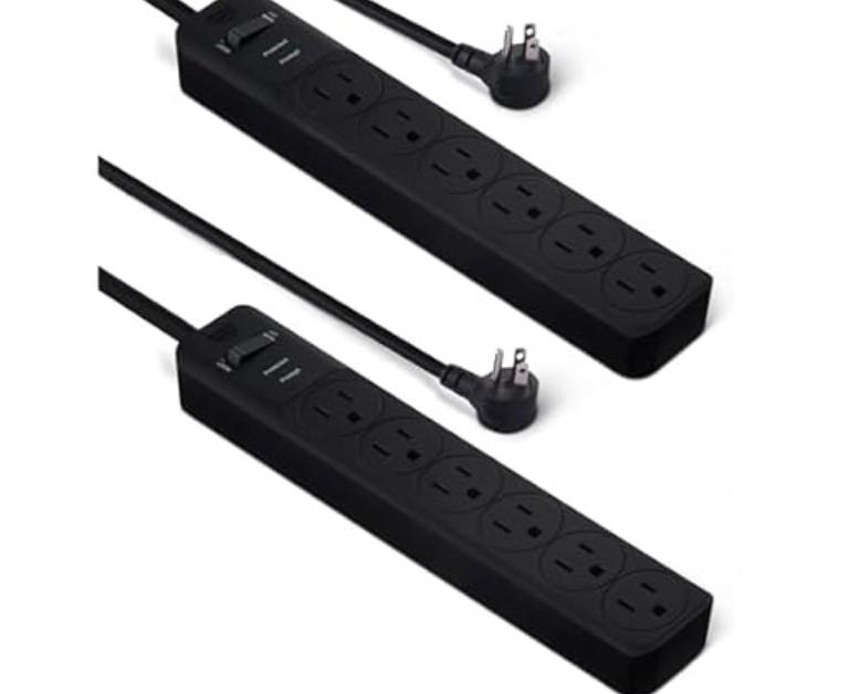 AmazonBasics 6-Outlet Surge Protector Power Strip 2 Pack for $4.99