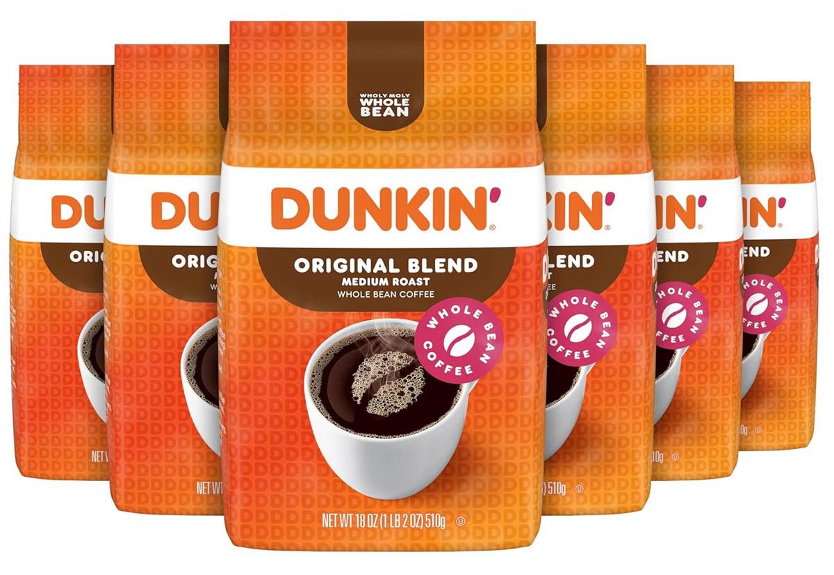 Dunkin Original Blend Medium Roast Whole Bean Coffee 6 Pack for $38.02 Shipped