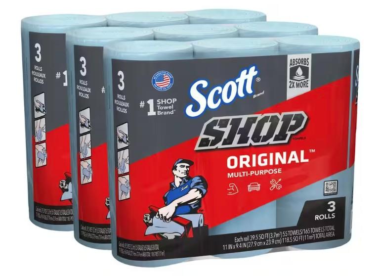 Scott Blue Shop Multi-Purpose Towel Cleaning Wipes 9 Rolls for $16.97 Shipped