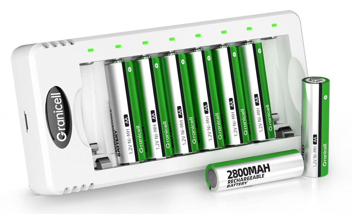 Granicell Rechargeable AA Batteries 8 Pack with Charger for $11.48