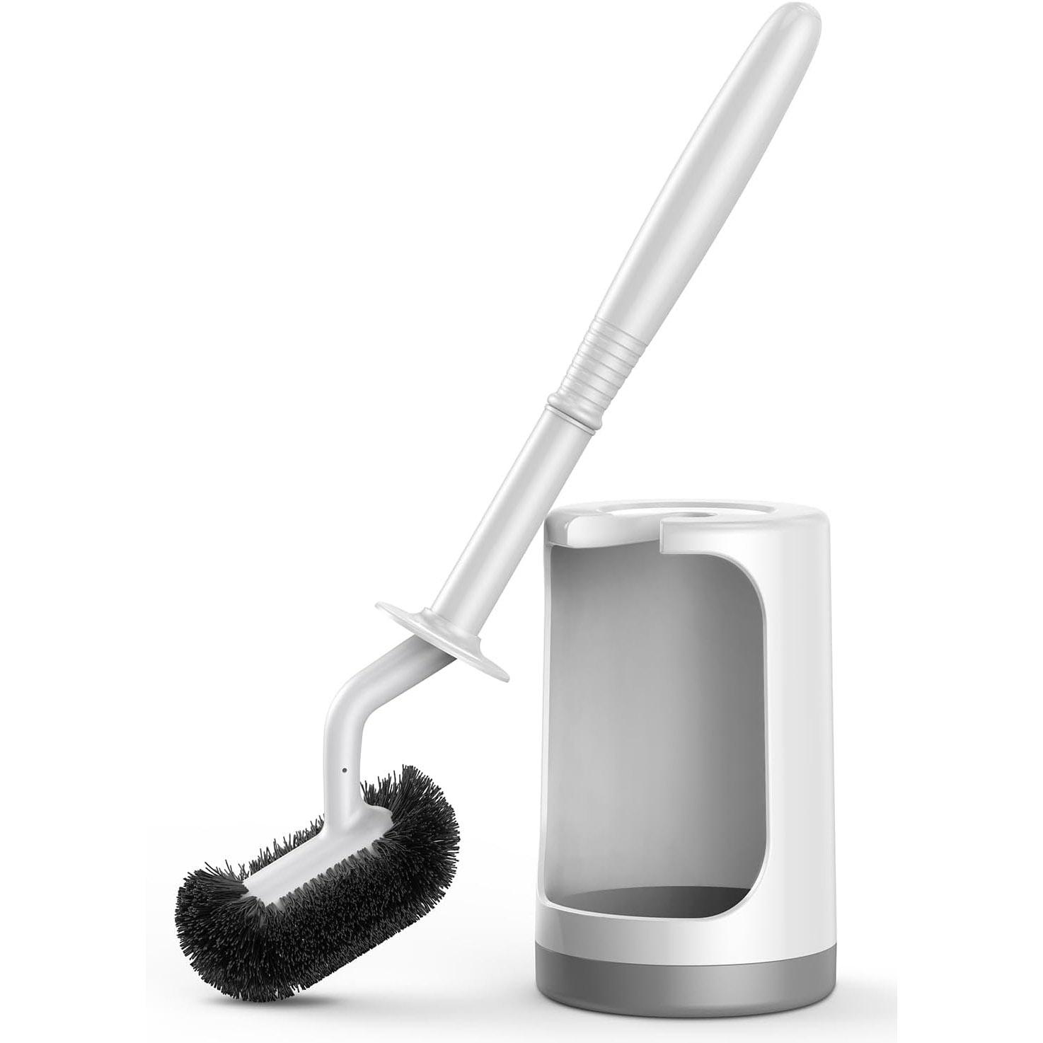 Hamitor Curved Bristle Toilet Bowl Brush Holder Set for $5.99