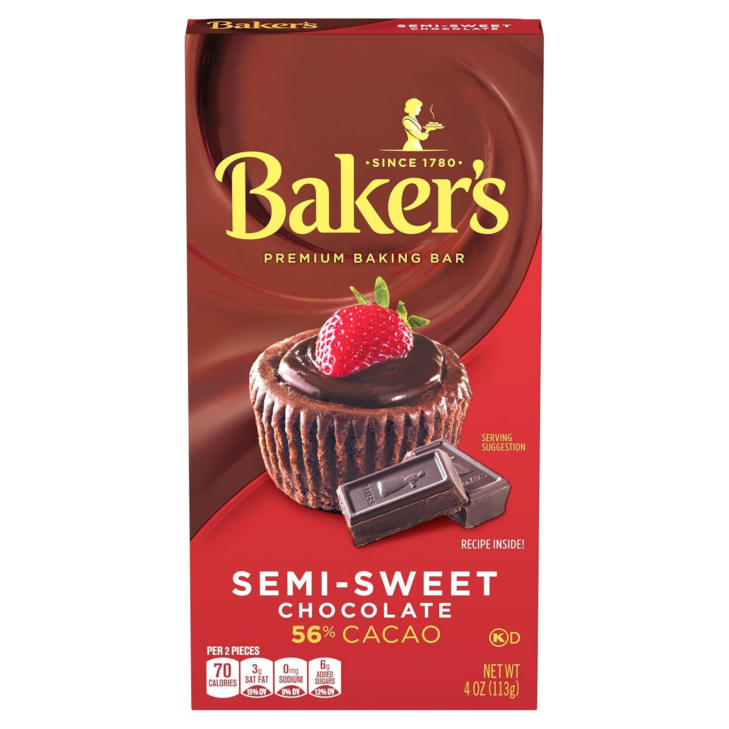 Bakers Semi-Sweet Chocolate Premium Baking Bar for $1.12