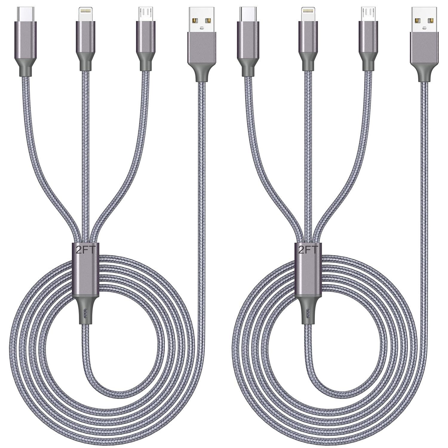HaoKanDe 3-in-1 USB-C microUSB Multi Charging Cable for $3.50