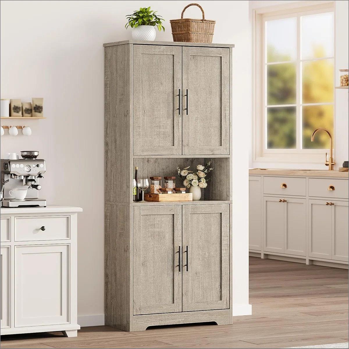 Ebern Designs Tall Kitchen Pantry Cabinet for $136.99 Shipped