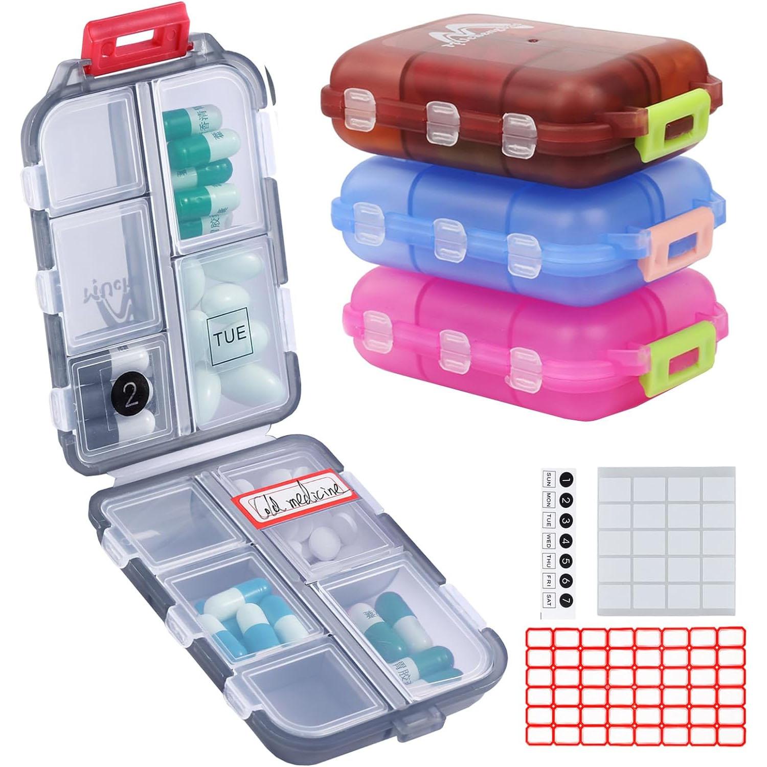 Muchengbao Small Travel Pill Organizer 4 Pack for $4.49