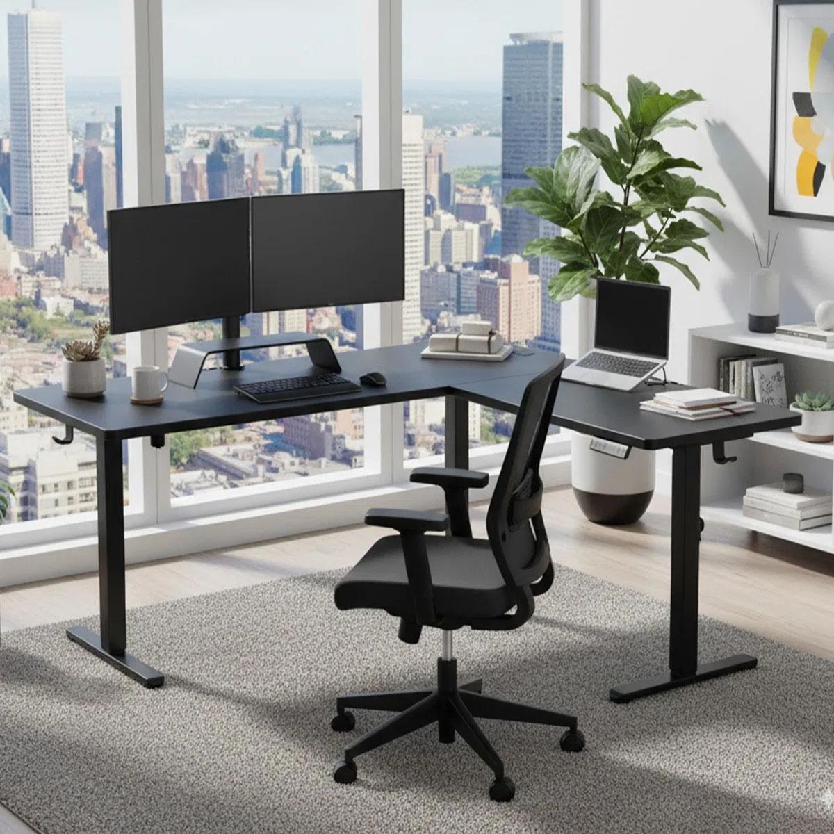 Inbox Zero Kodee L-Shaped Adjustable Desk for $175.99 Shipped