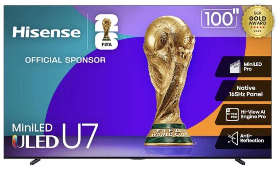 100in Hisense Class U7 Mini-LED ULED 4K UHD Google Smart TV for $1997.99