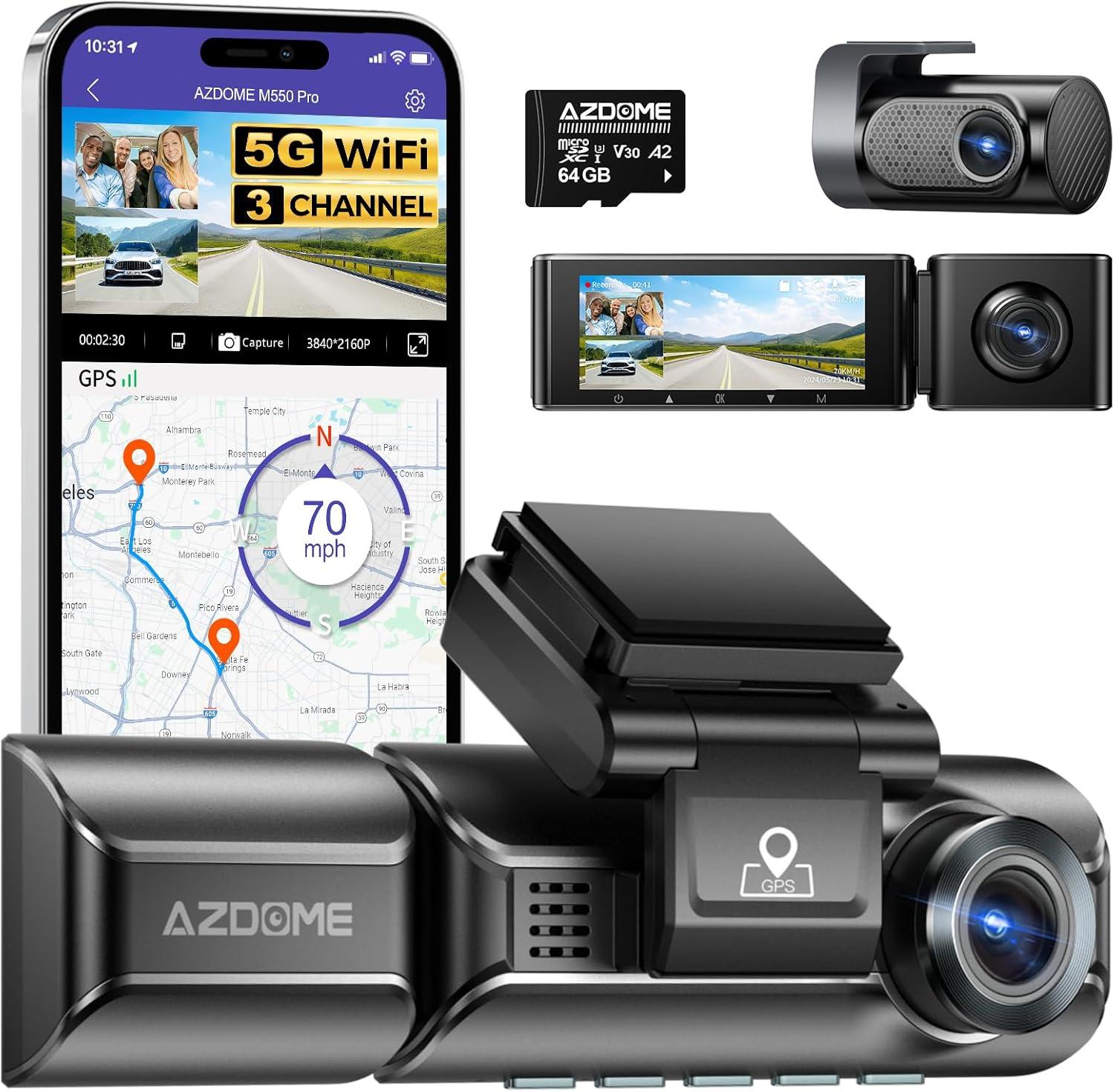AZDOME M550 Pro 5G Front and Rear Dash Cam for $79 Shipped