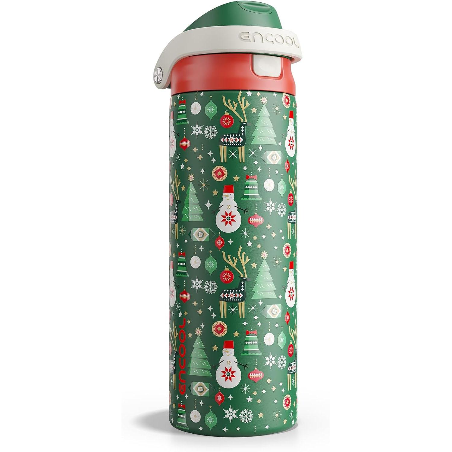 Encool Christmas Insulated Water Bottle with Straw for $20.99