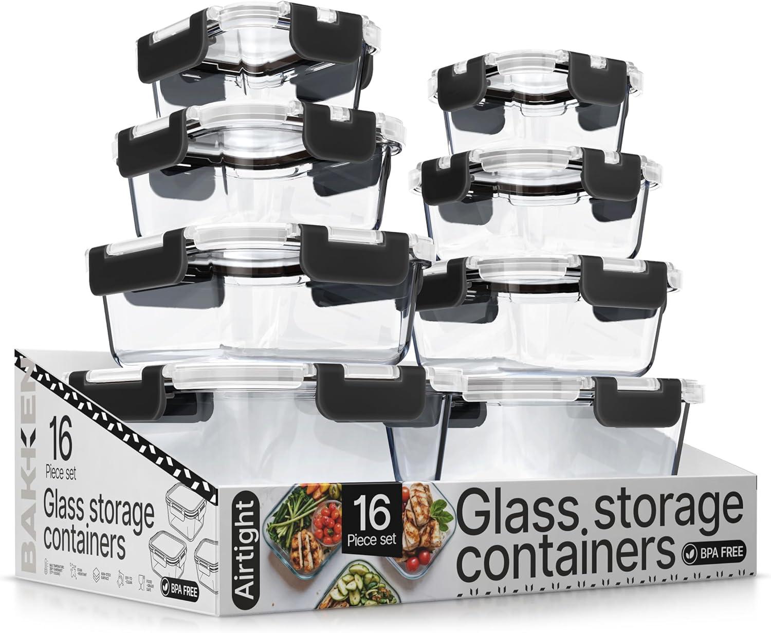 Bakken Borosilicate Glass Food Storage Containers for $23