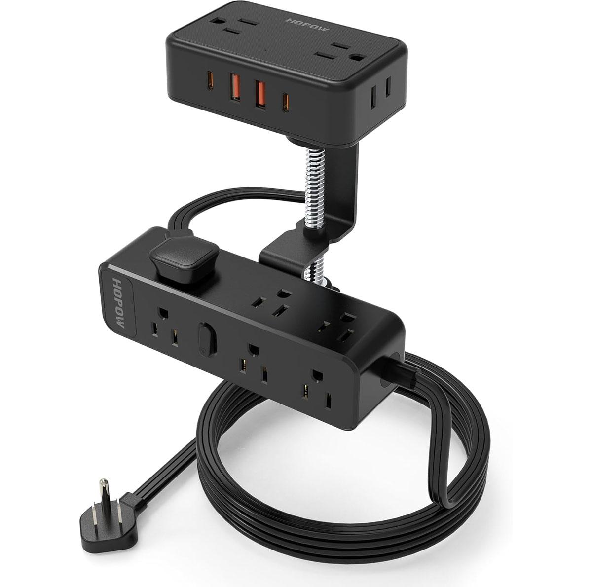 Hopow Dual Layer Desk Clamp Power Strip for $32.99
