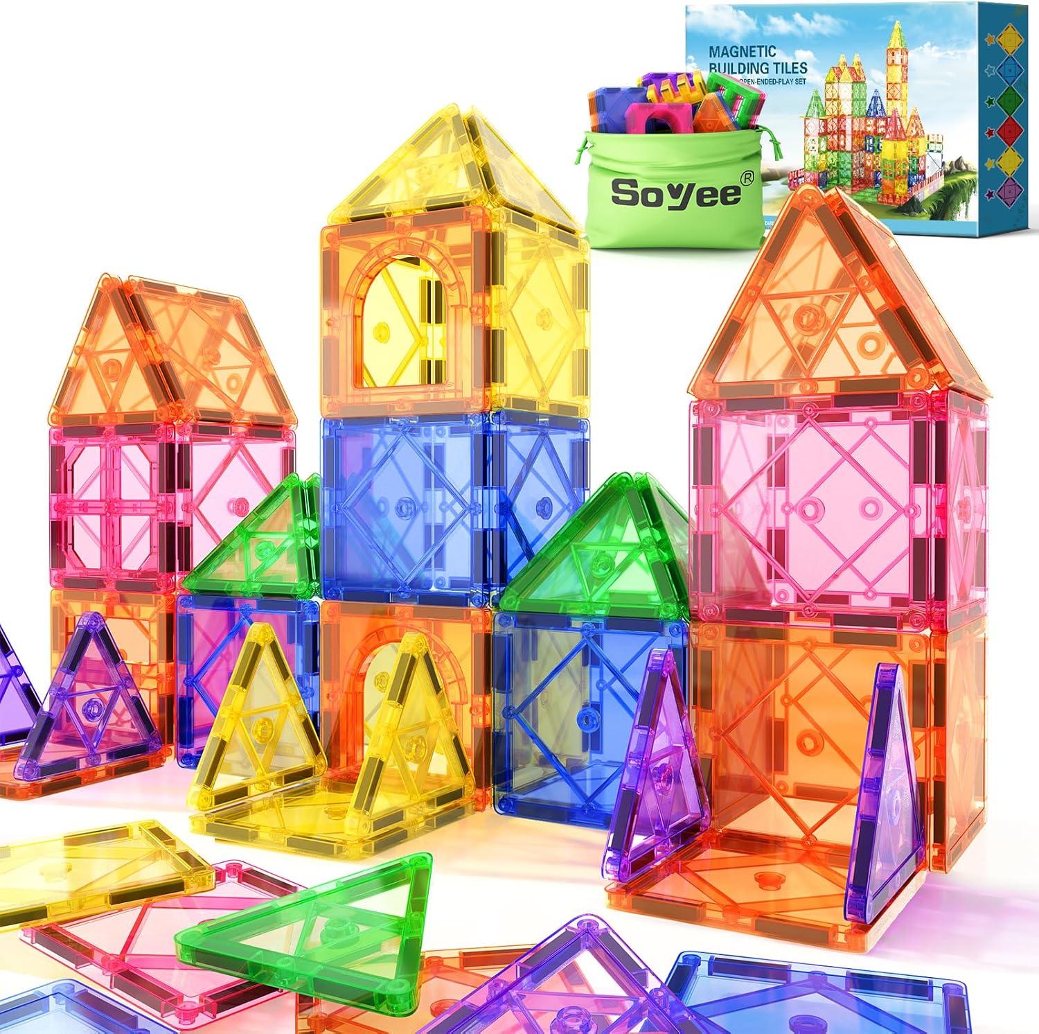 Soyee Kids Magnetic Tiles Building Blocks for $8.43