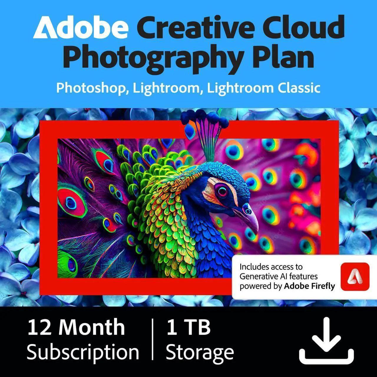 Adobe Creative Cloud Photography Subscription Plan with 1TB for $84.99