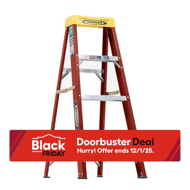 Werner 4ft Fiberglass Type 2 Step Ladder for $24.99