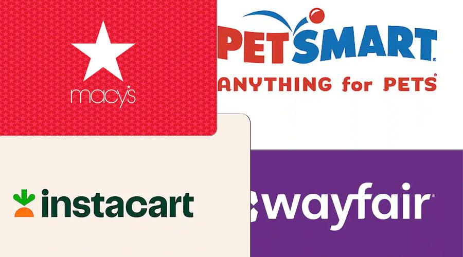 Several Gift Cards from Instacart Wayfair Etc for Up To 20% Off