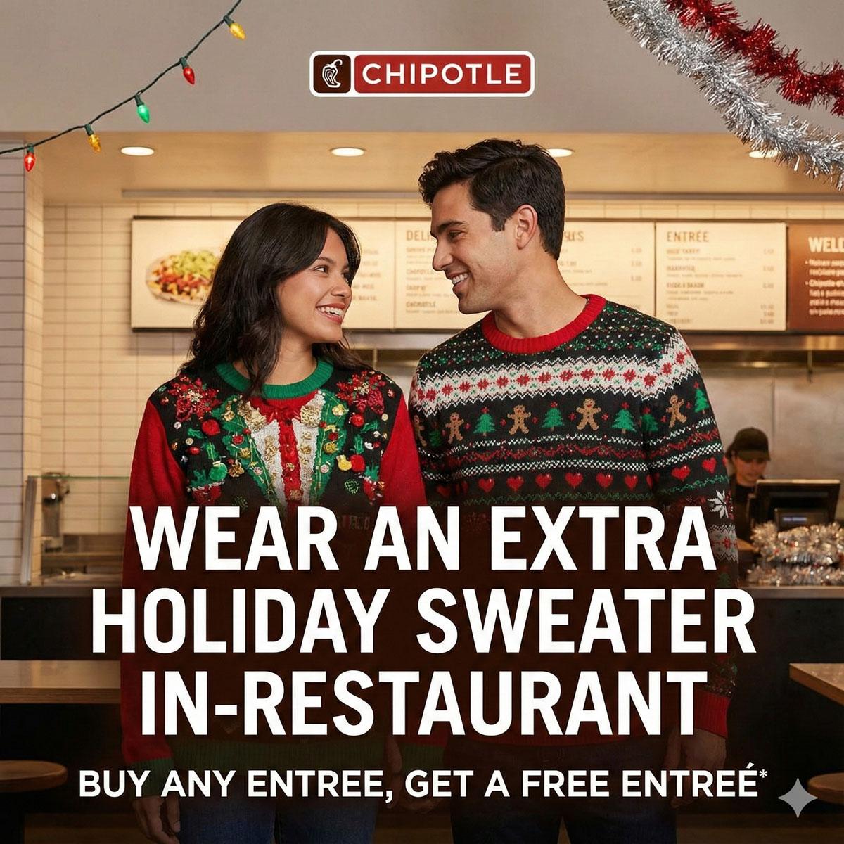 Chipotle Wear a Sweater to Get Buy One Get One Free