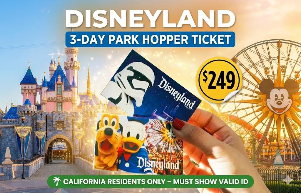 Disneyland 3-Day Park Hopper Pass Tickets for $249