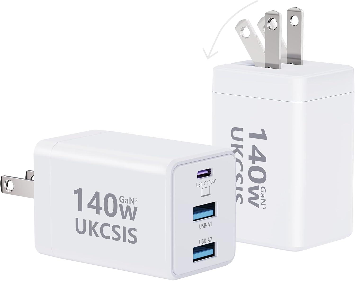UKCSIS 140w 3-Port GaN Wall Charger 2 Pack for $19.79