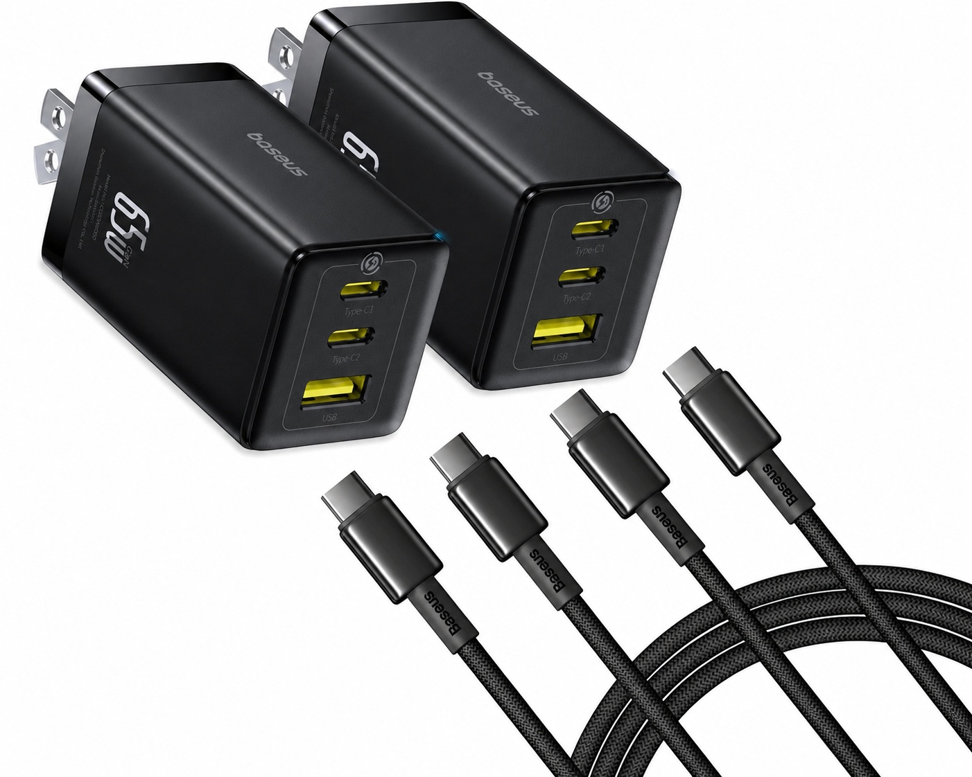 Baseus 65w 3-Port Wall Chargers + USB-C Cables 2 Pack for $35.99 Shipped