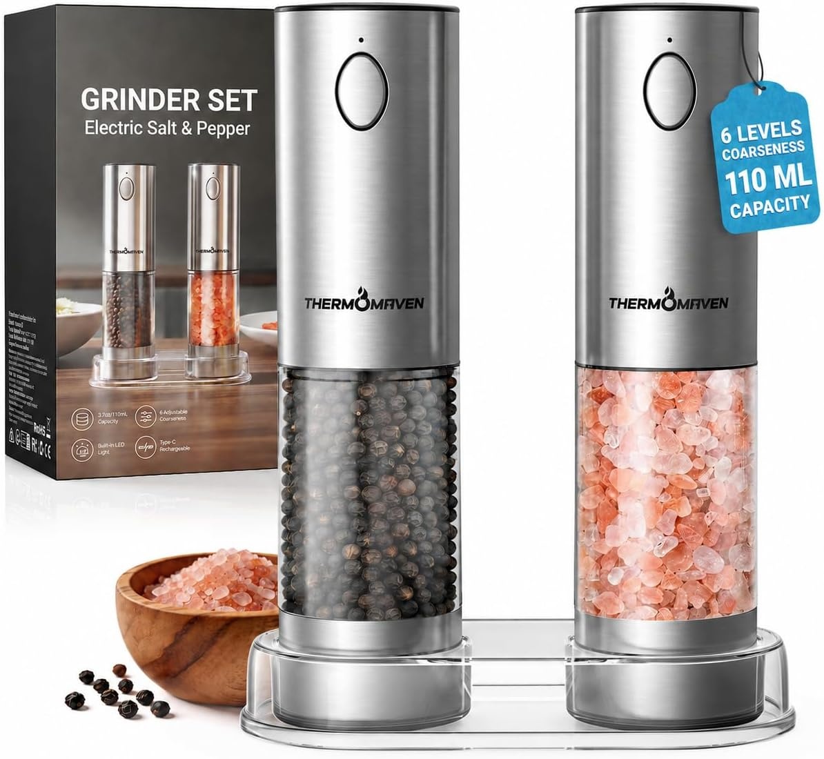 ThermoMaven Electric Salt and Pepper Grinder Set for $19.99 Shipped