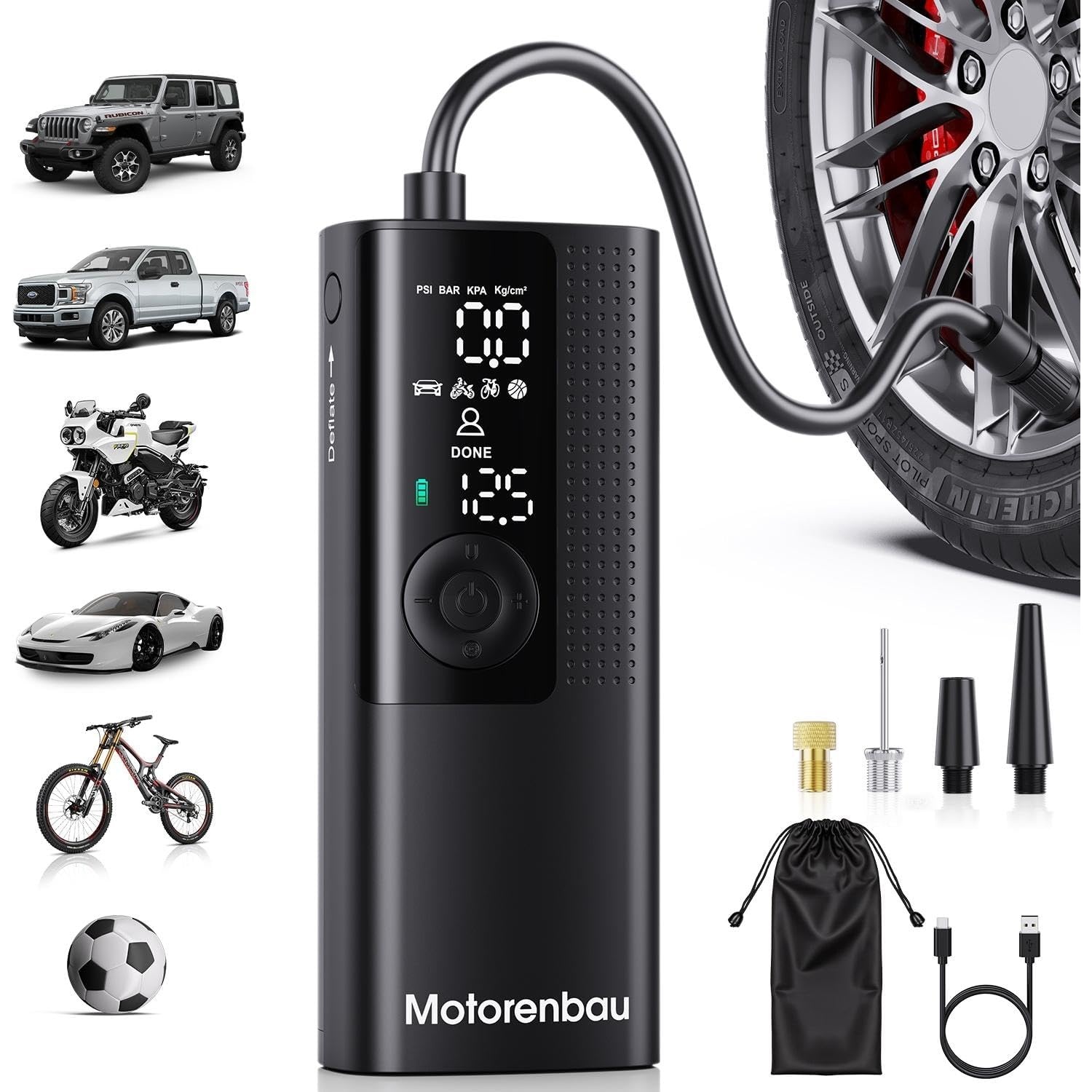 Motorenbau Tire Inflator Portable Air Compressor for $16 Shipped