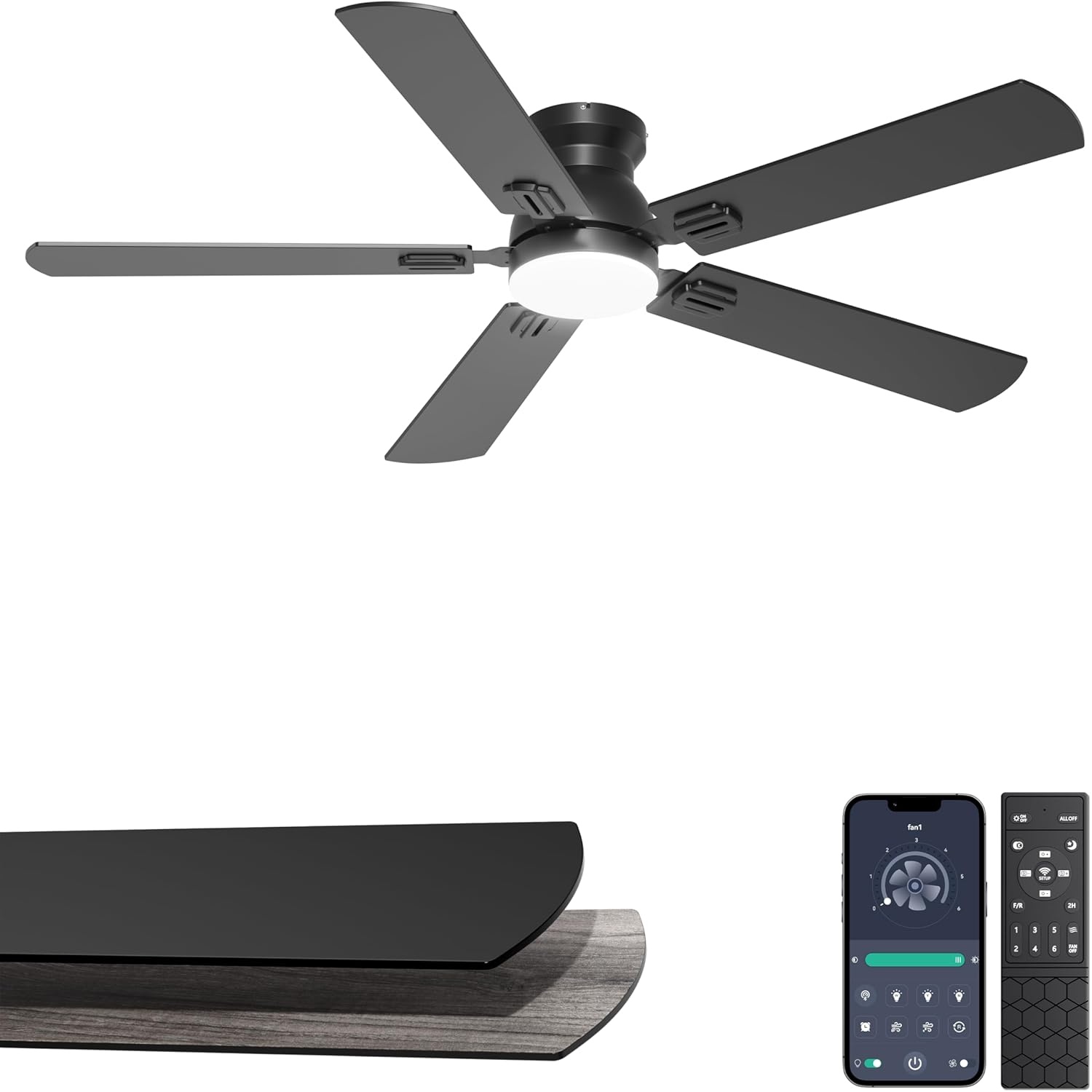 Phylluz 52in Flush Mount Ceiling Fan for $47.98 Shipped