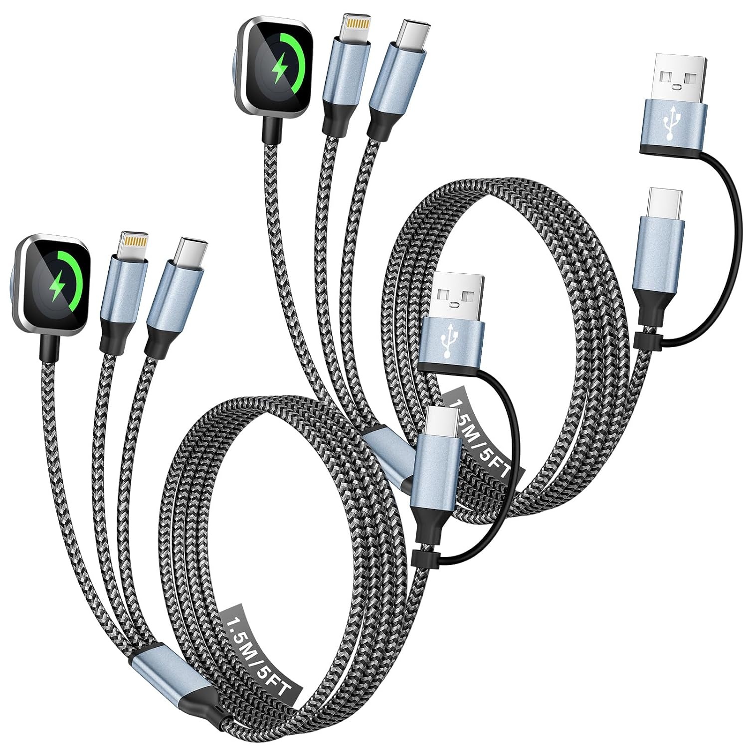 Phone Watch Travel Essentials 3-in-1 Charging Cable by Mpatiby 2 Pack for $8.49