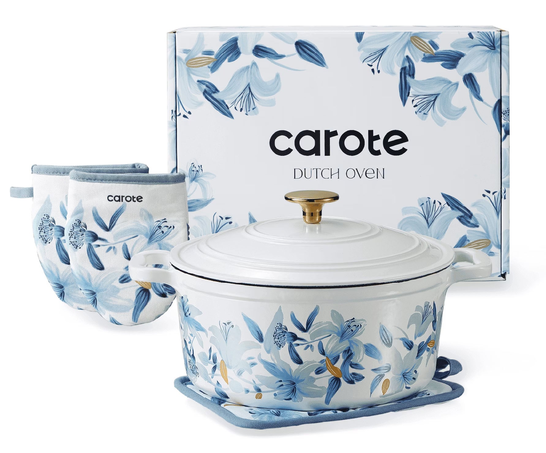 Carote 5qt Cast Iron Dutch Oven in Blue for $32.99