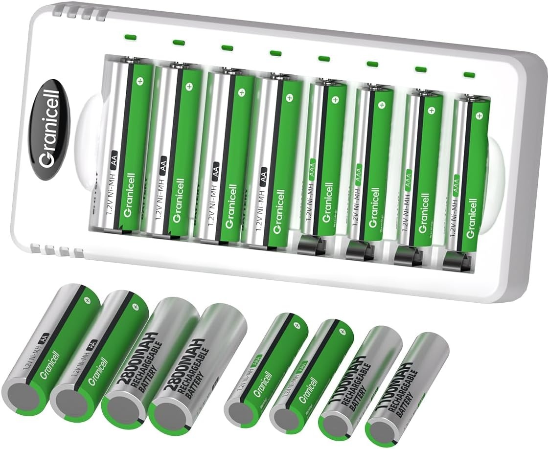 Granicell AA AAA Rechargeable Batteries with Charger 16 Pack for $14.99